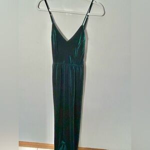 Lulus Velvet Green Floor Length Dress Gown Glamorous